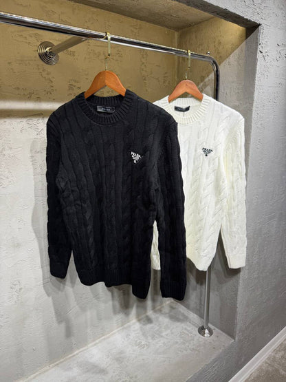 Prada Cable-Knit Sweater - Black, White
