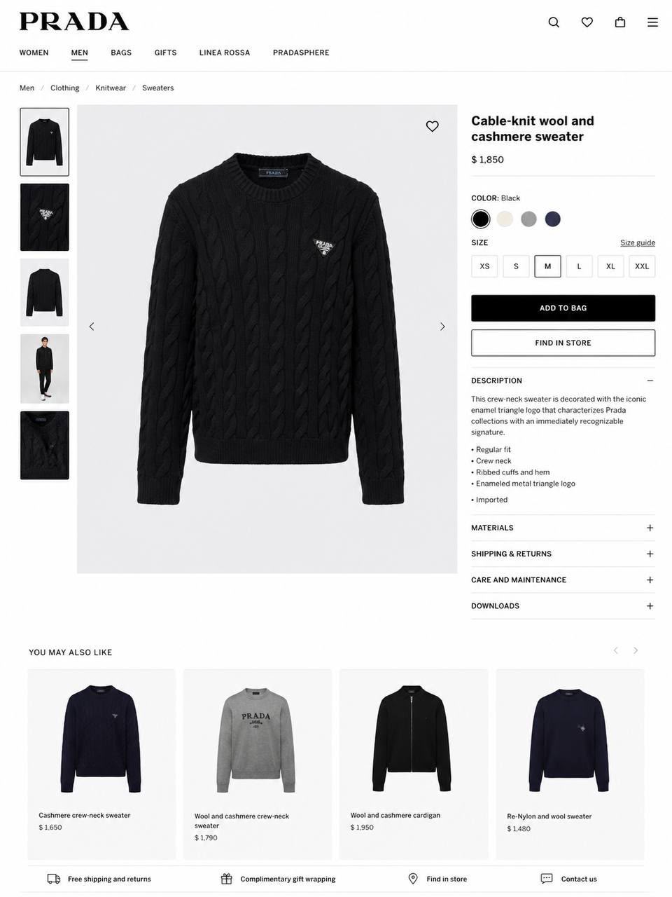 Prada Cable-Knit Sweater - Black, White