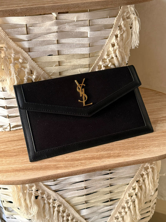 YSL Bordered Clutch - Black