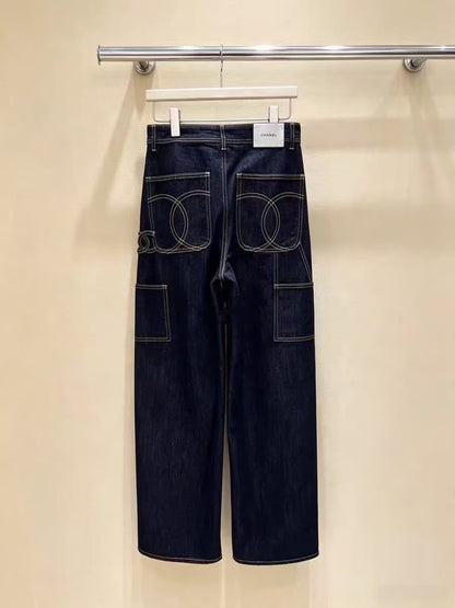 Chanel Cargo Jeans Pants - Navy