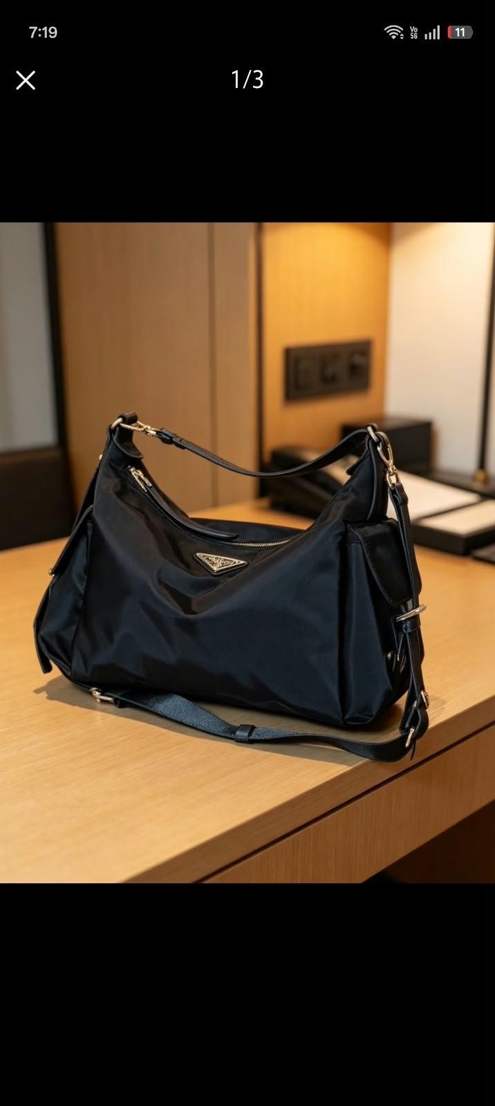 Prada Slouchy Shoulder Bag - Black