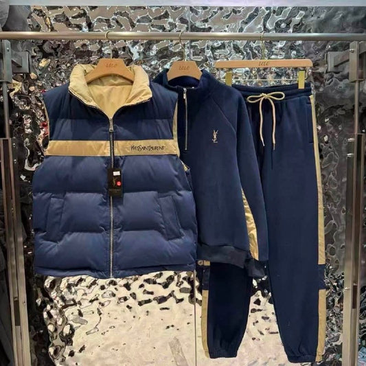 YSL Panelled Tracksuit Set - Navy