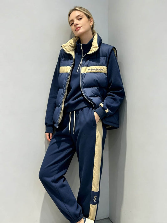 YSL Panelled Tracksuit Set - Navy