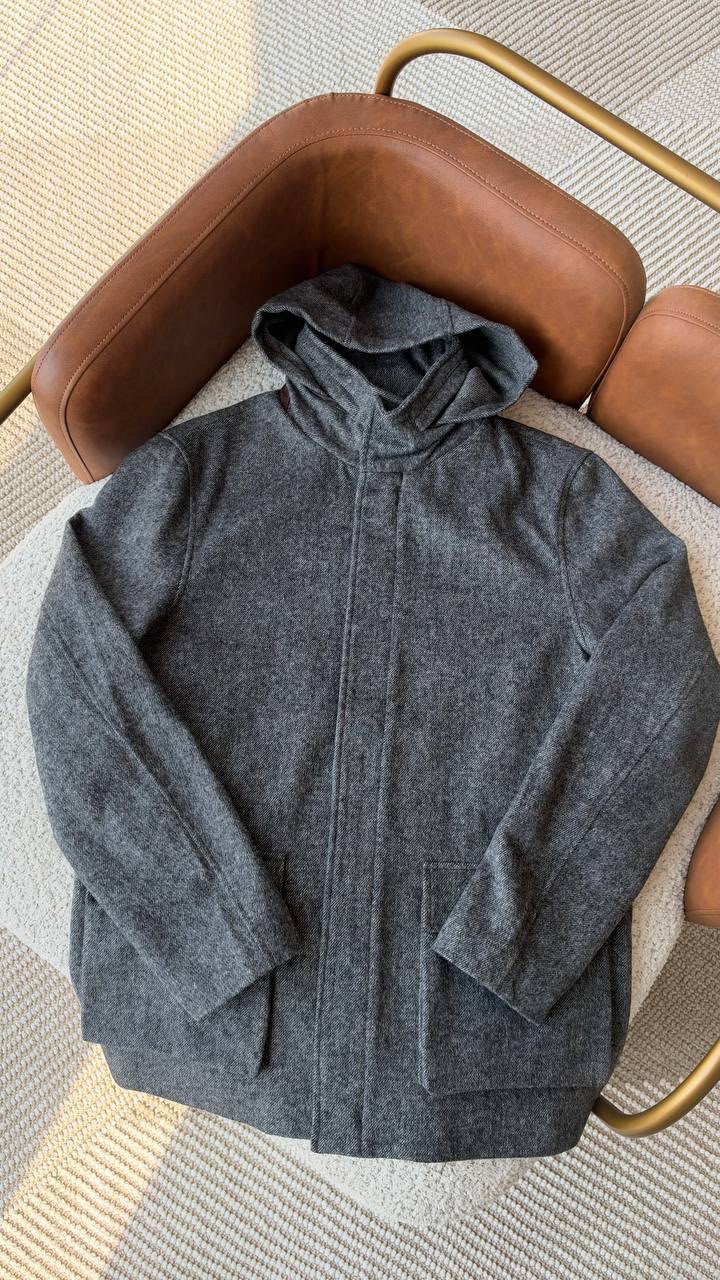 Loro Piana Raglan Hooded Coat - Dark Grey