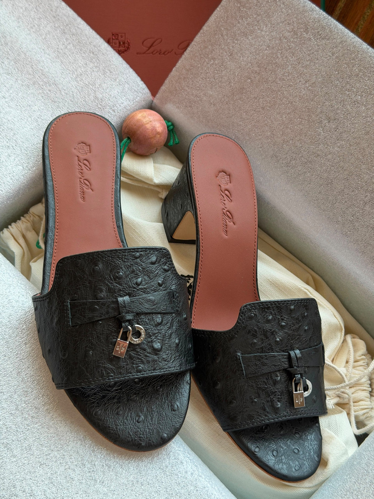 Loro Piana Heels - Black Embossed