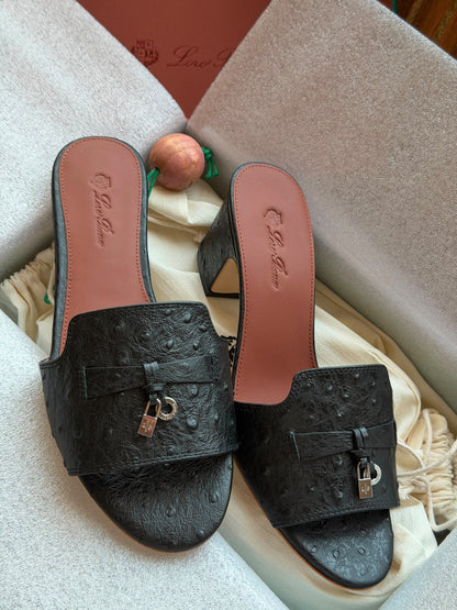Loro Piana Heels - Black Embossed