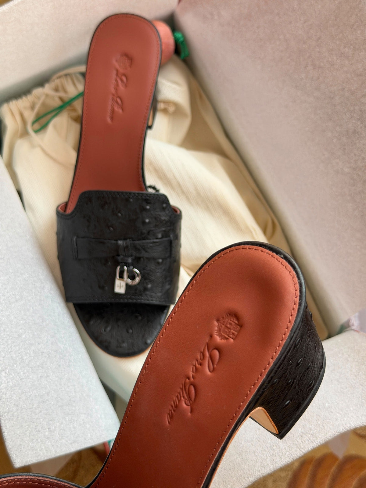 Loro Piana Heels - Black Embossed
