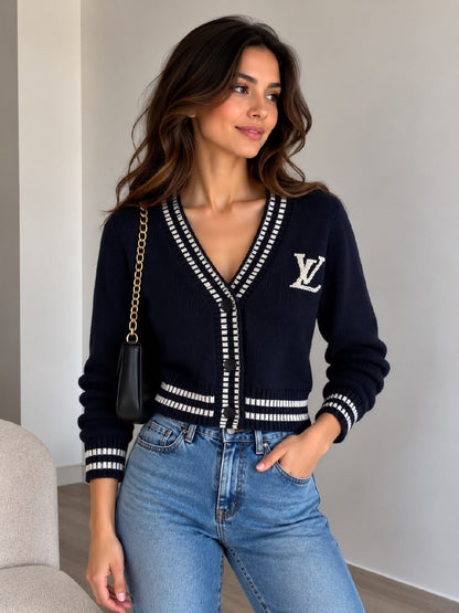 Louis Vuitton Bar-Trim Cardigan - Navy