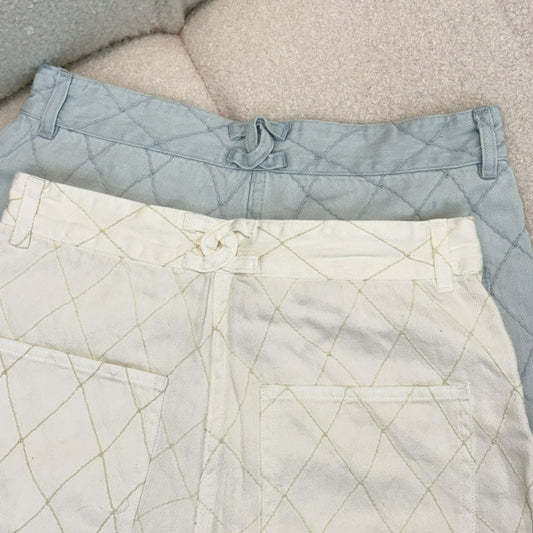 Chanel Diamond-Quilted Shorts - Light Blue, White