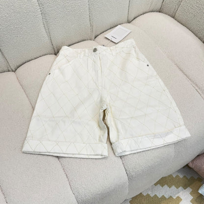 Chanel Diamond-Quilted Shorts - Light Blue, White