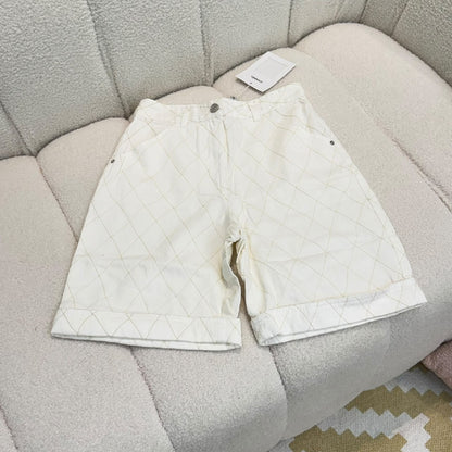 Chanel Diamond-Quilted Shorts - Light Blue, White