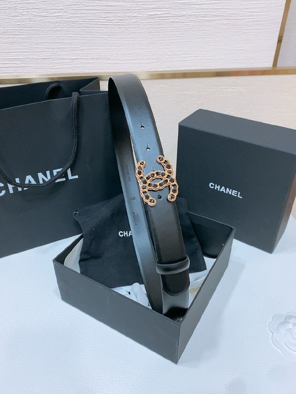 Chanel Chain Buckle Belt - Black