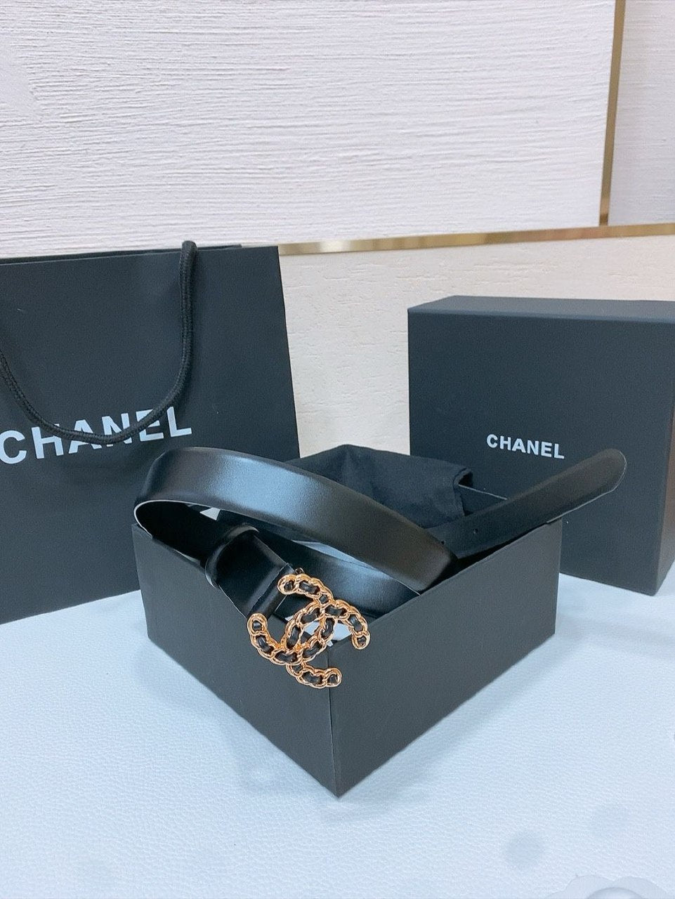 Chanel Chain Buckle Belt - Black