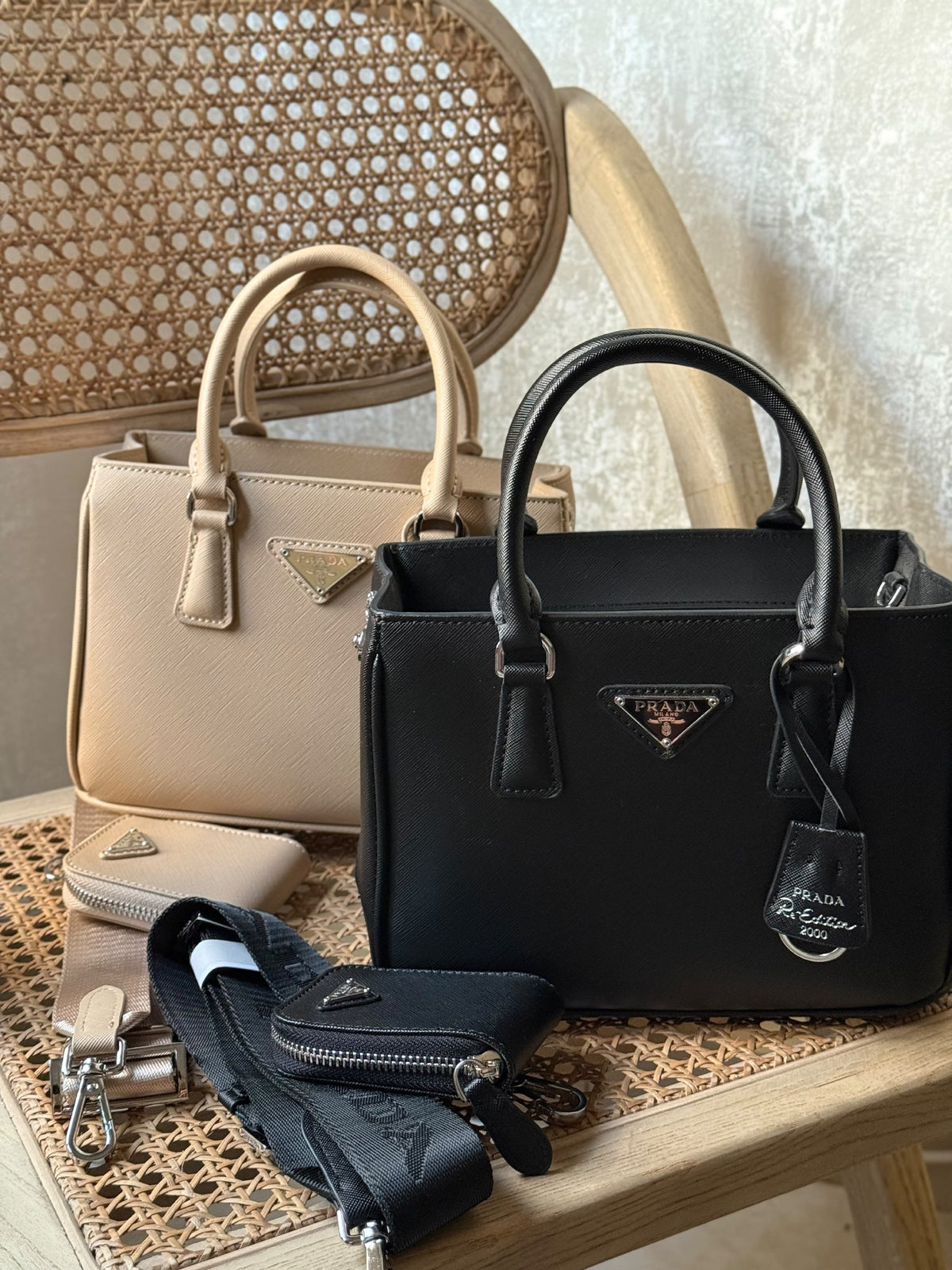 Prada Handbag - Beige, Black