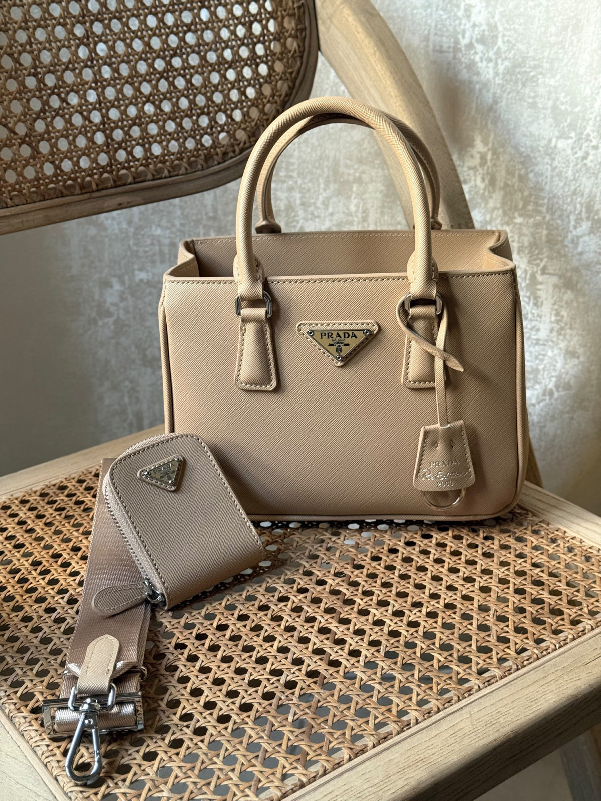 Prada Handbag - Beige, Black