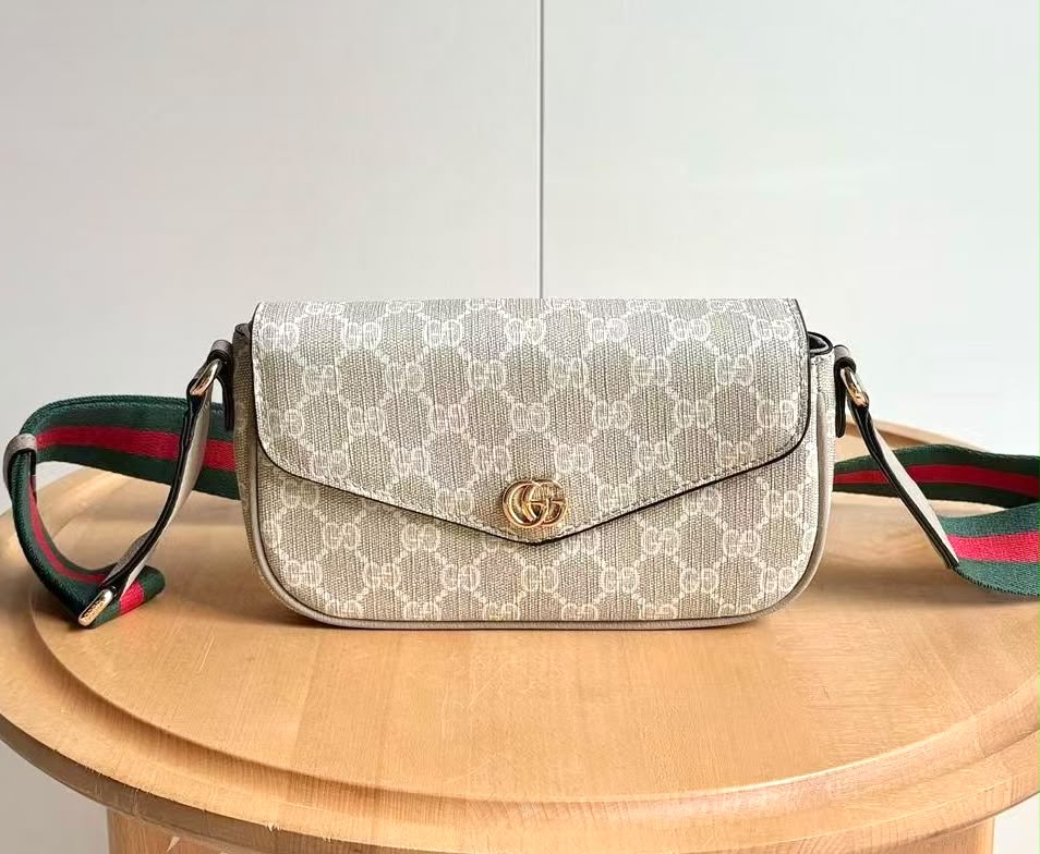Gucci Shoulder Bag - Light Beige with Web Strap
