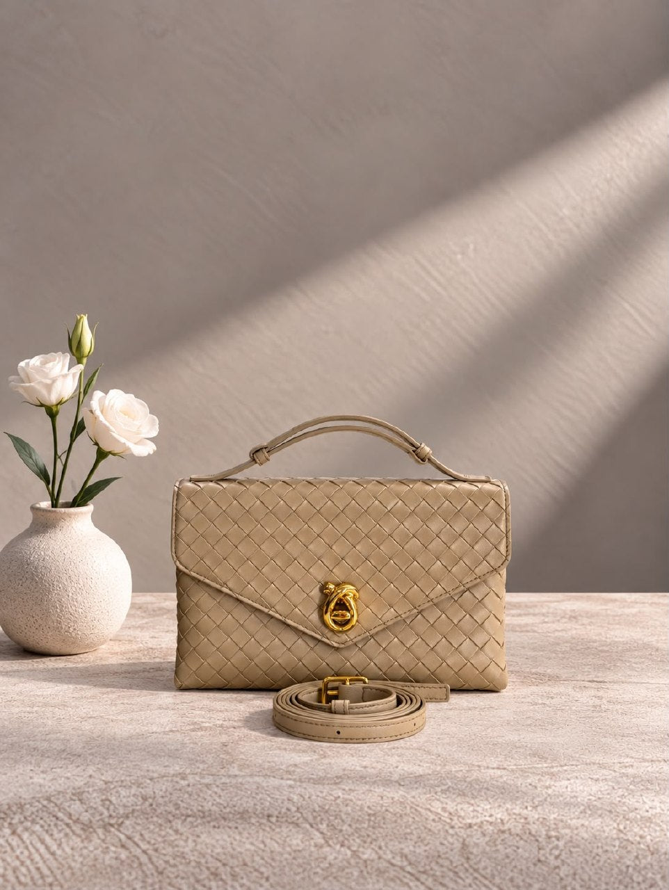 Bottega Veneta Double-Handle Handbag - Beige