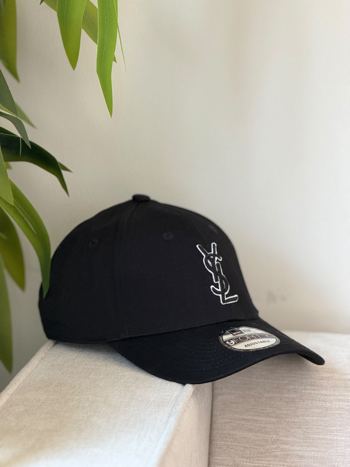 YSL Logo-Front Cap - Black