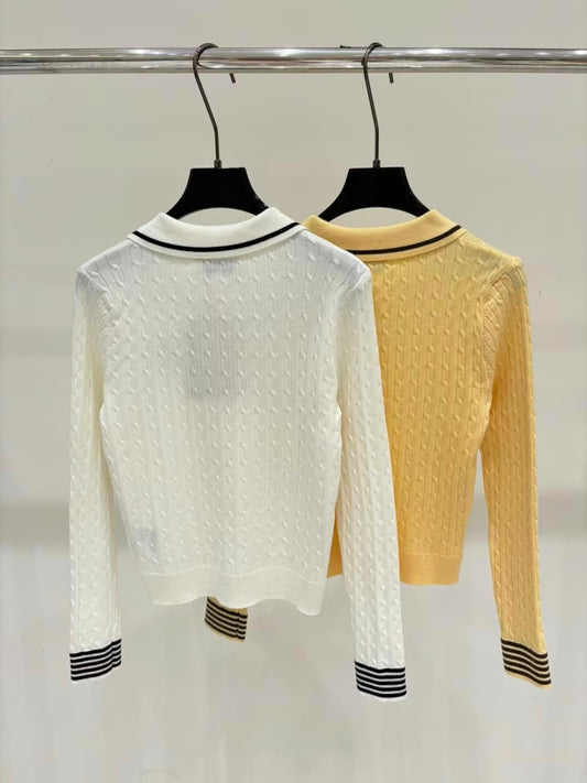 Miu Miu Polo Sweater - White, Yellow