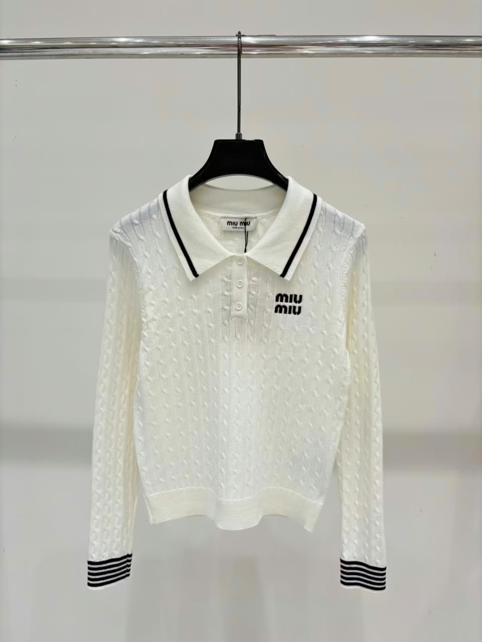 Miu Miu Polo Sweater - White, Yellow