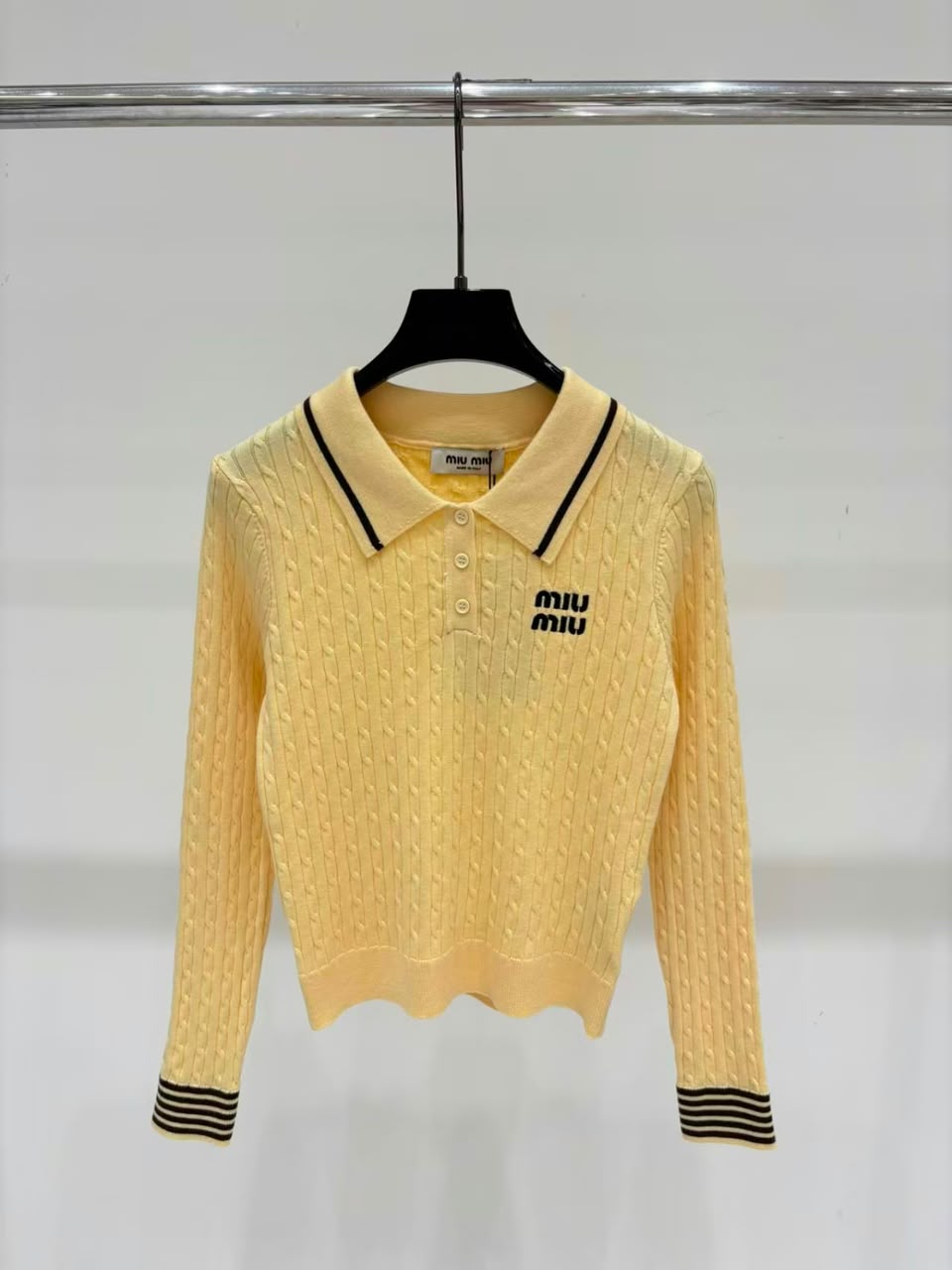 Miu Miu Polo Sweater - White, Yellow