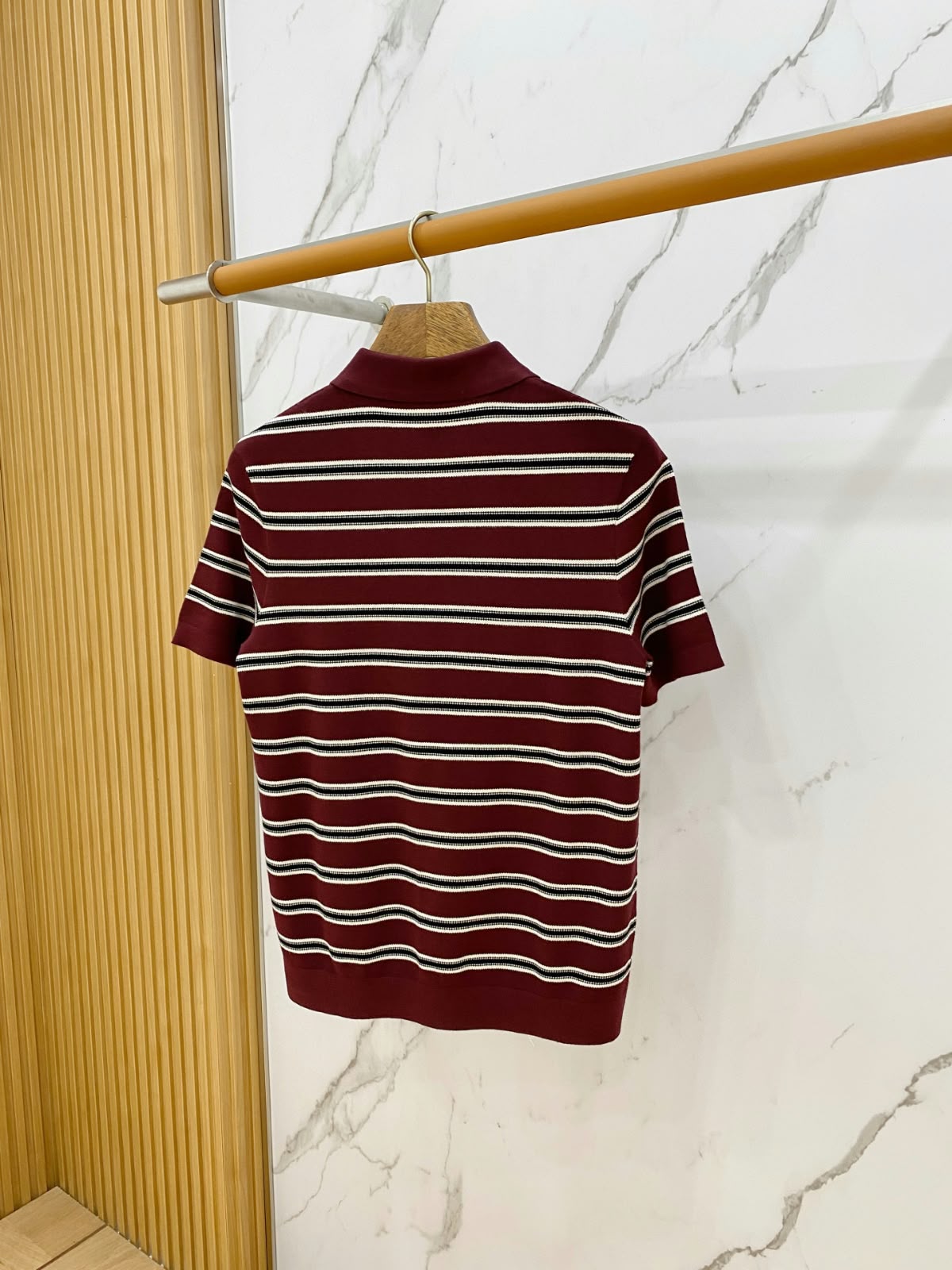 Dior Striped Polo Shirt - Burgundy