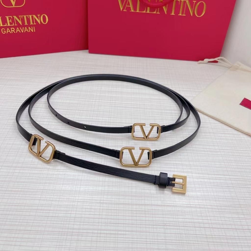 Valentino Logo Buckle Belt - Black