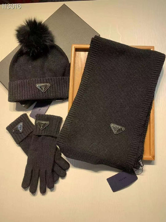 Prada Scarf & Beanie - Black