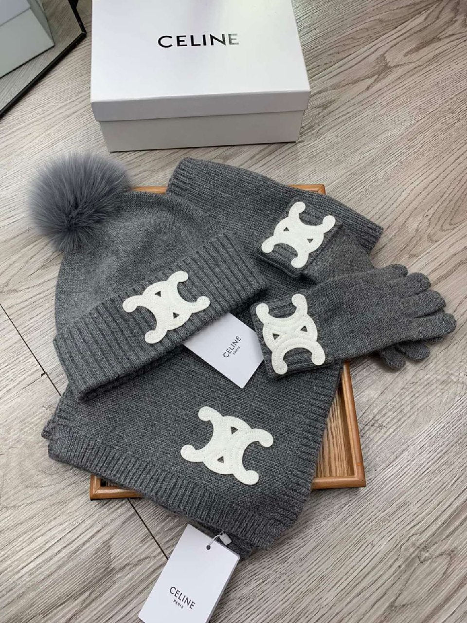 Celine Scarf & Beanie - Grey