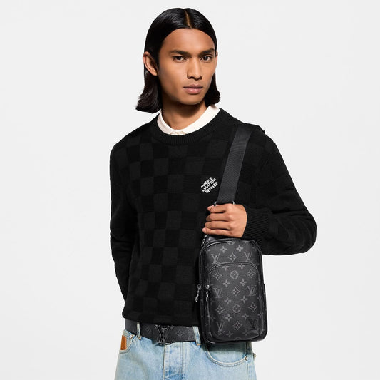 Louis Vuitton Vertical Pocket Crossbody Bag - Black Monogram