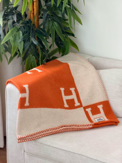 Hermès Blanket - Orange & White, Grey & White