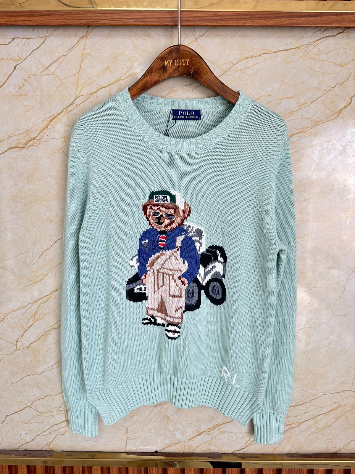 Polo Ralph Lauren Motorcycle Bear Sweater - Green