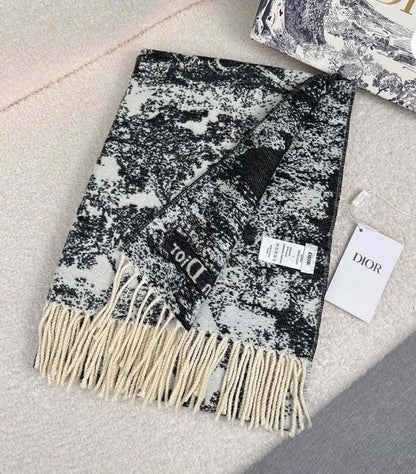 Dior Landscape Print Scarf - Black