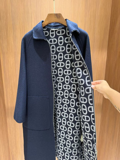 Hermès Coat - Navy, Beige, White