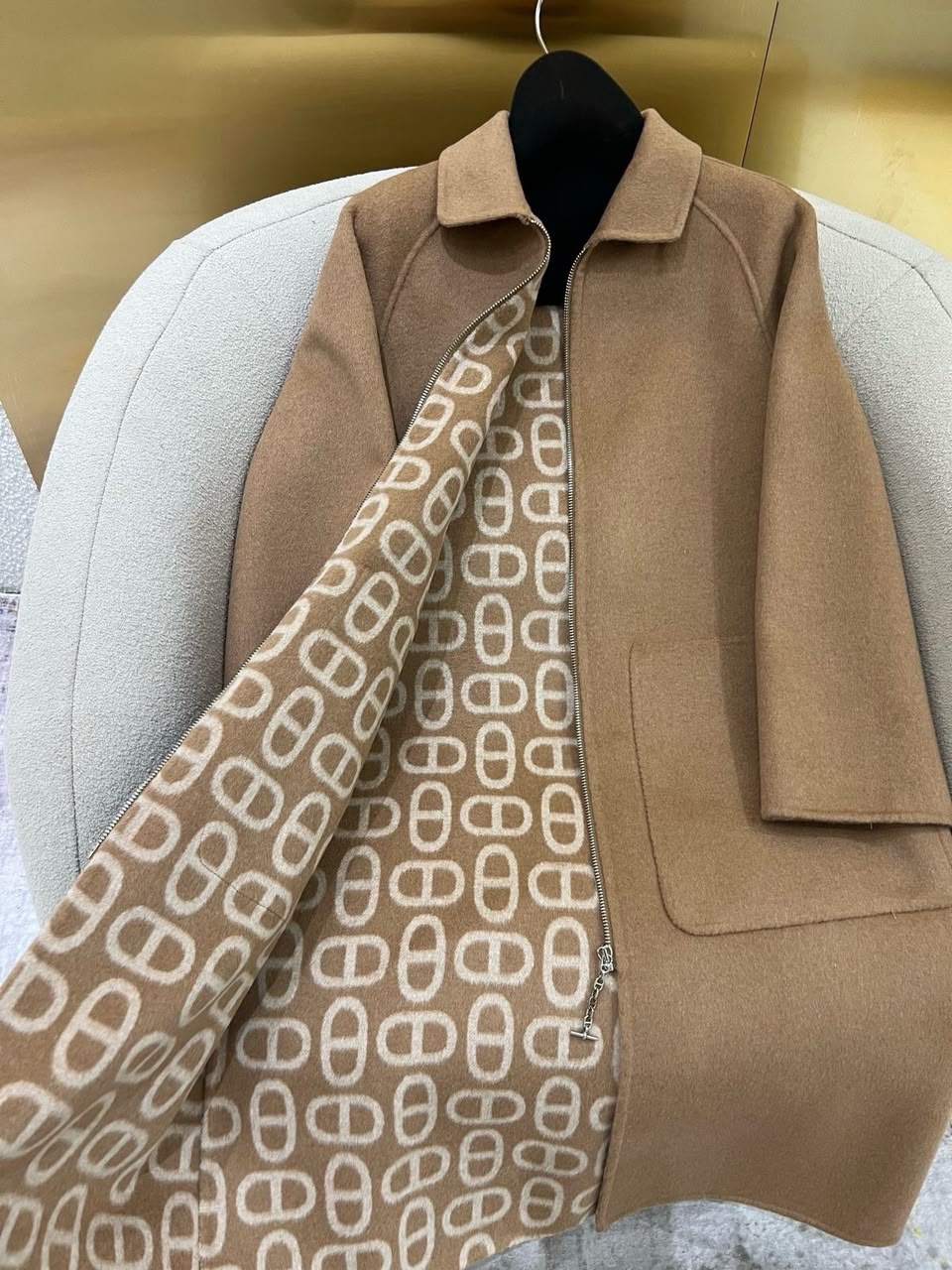 Hermès Coat - Navy, Beige, White