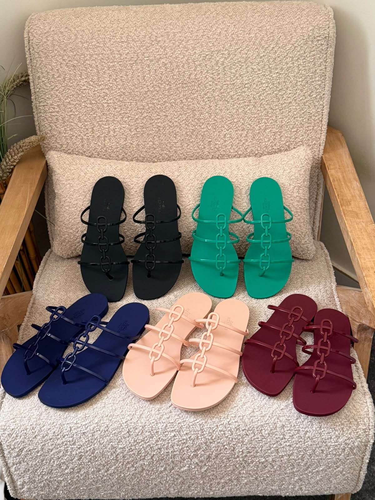 Hermès Slippers - Burgundy, Pink, Black, Green, Navy