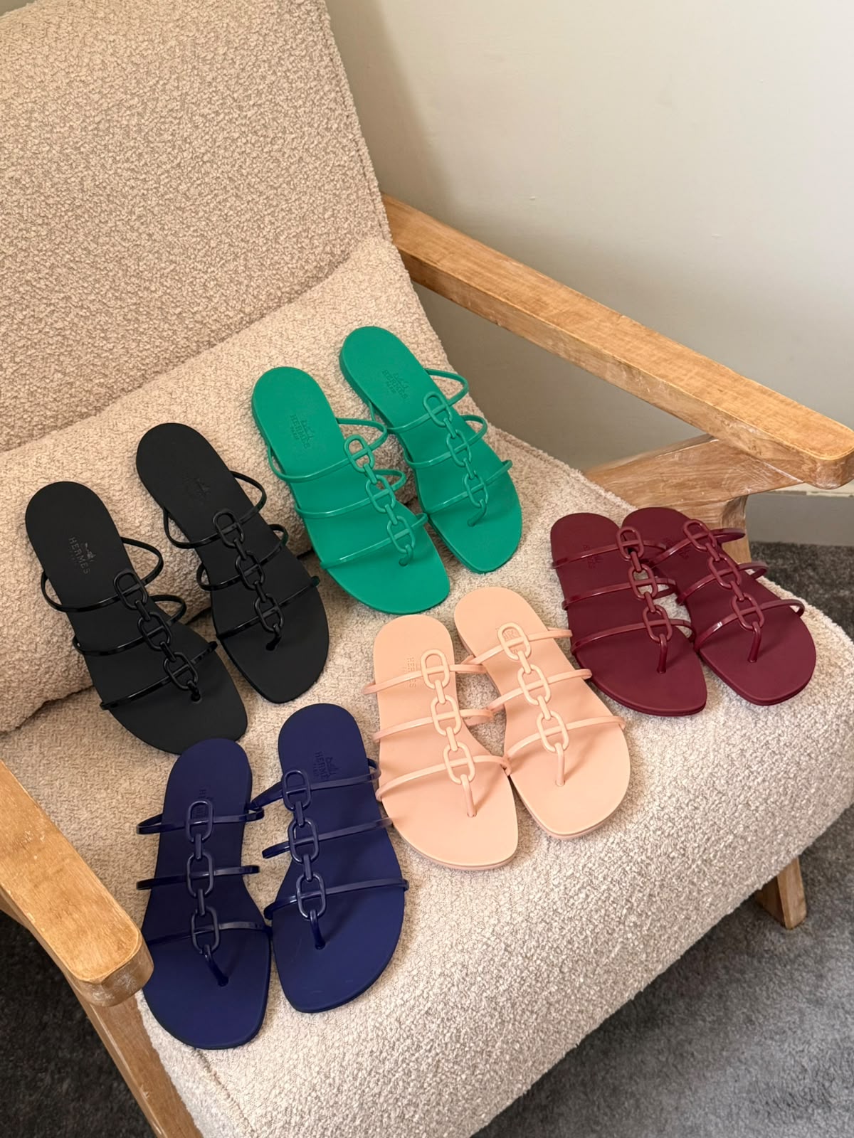 Hermès Slippers - Burgundy, Pink, Black, Green, Navy