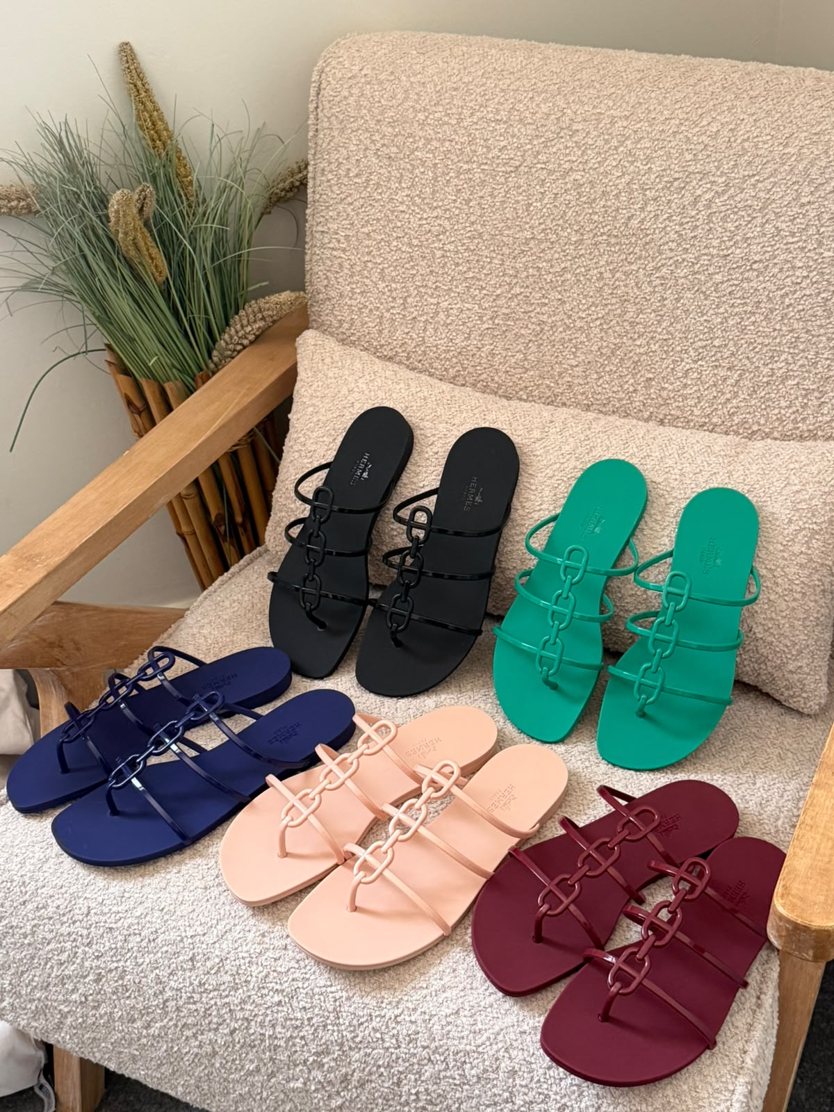 Hermès Slippers - Burgundy, Pink, Black, Green, Navy