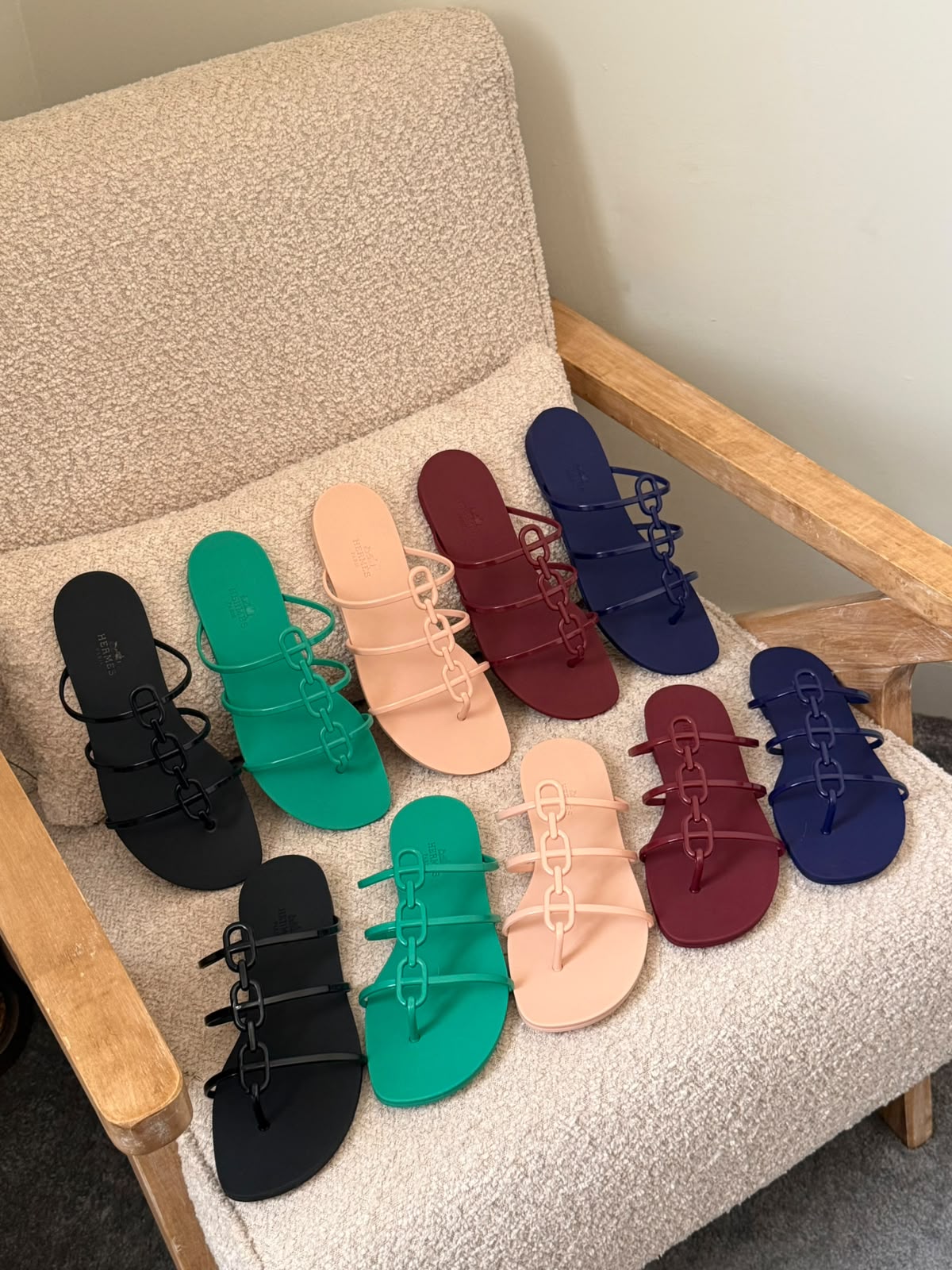 Hermès Slippers - Burgundy, Pink, Black, Green, Navy