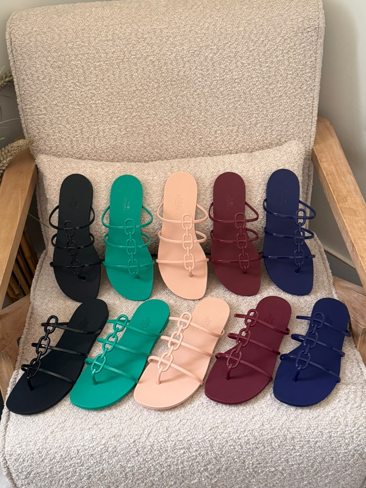 Hermès Slippers - Burgundy, Pink, Black, Green, Navy
