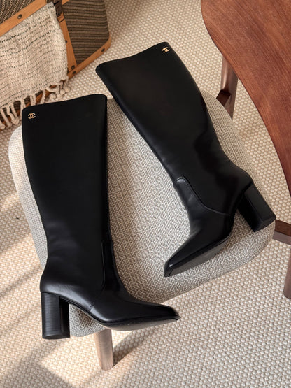 Chanel Pointed-Toe Boots - Black
