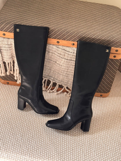 Chanel Pointed-Toe Boots - Black
