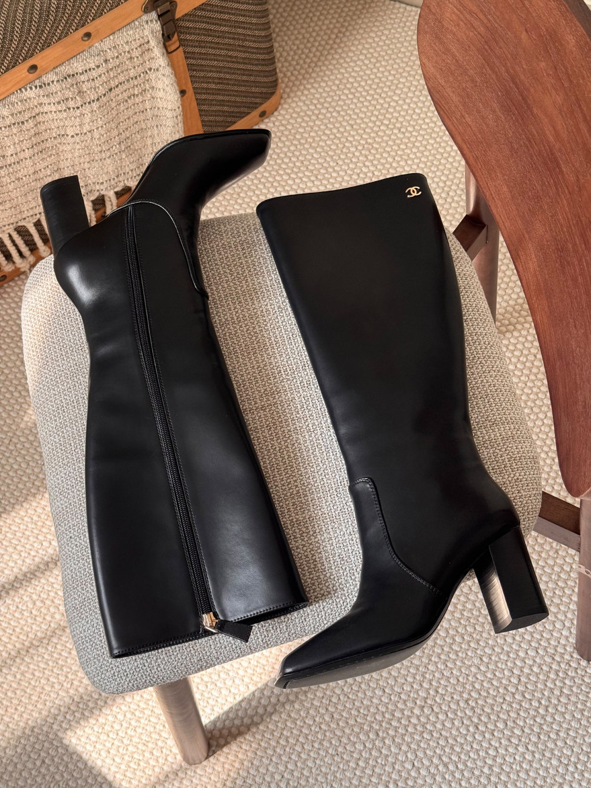 Chanel Pointed-Toe Boots - Black