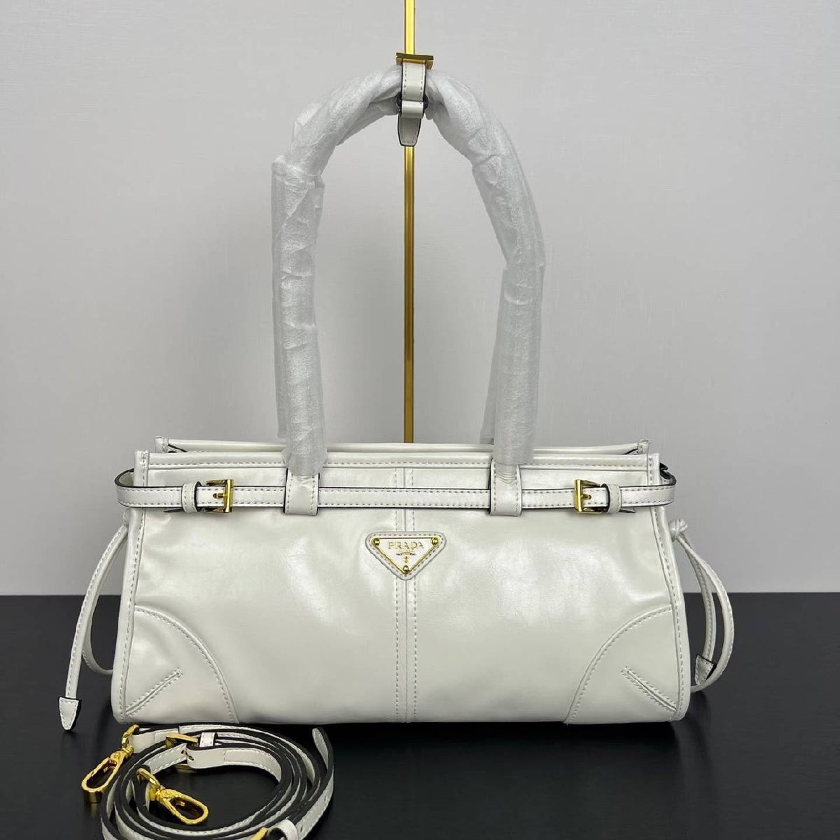 Prada Belted Tote Bag - White