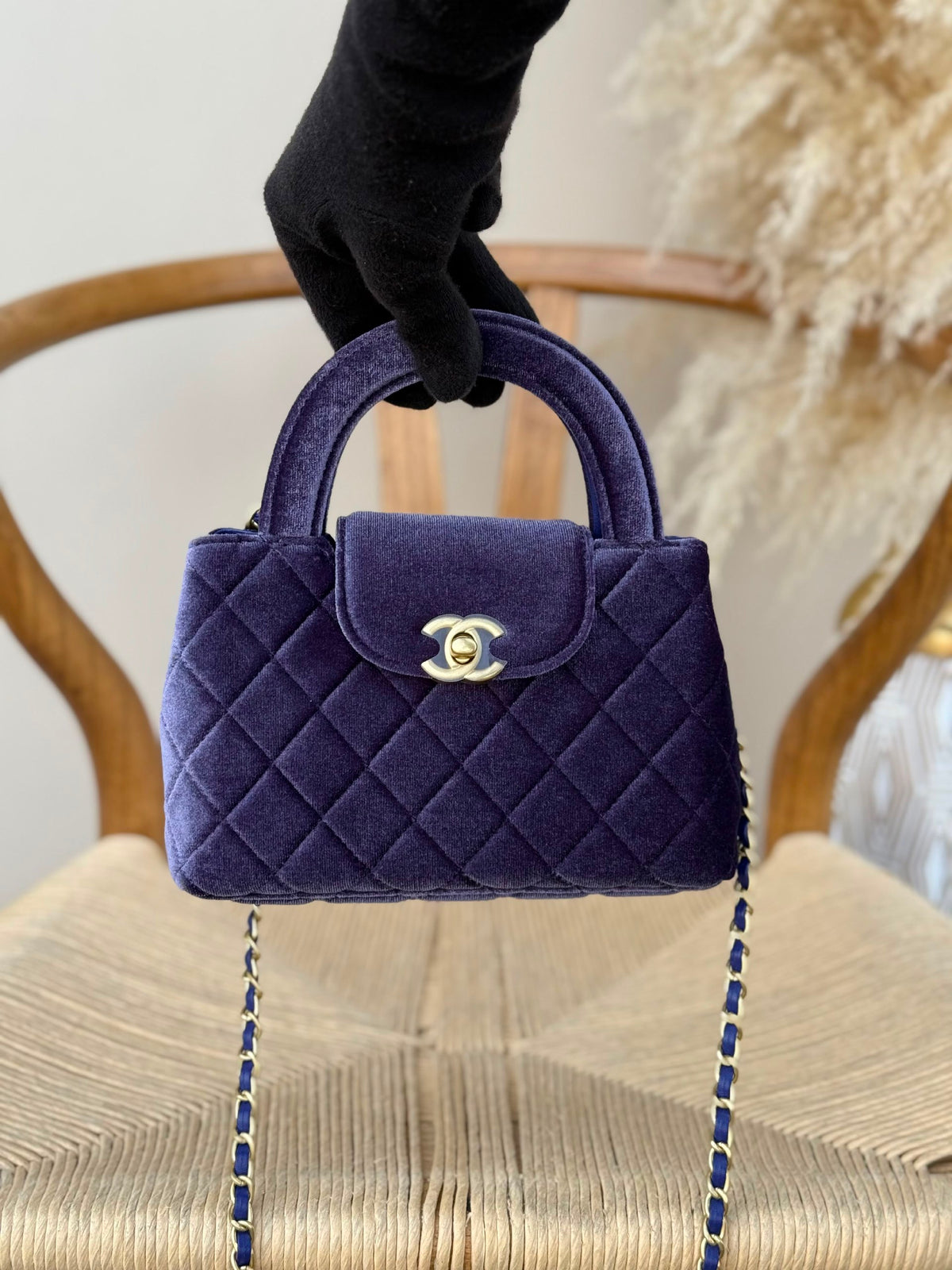 Chanel Handbag Quilted Top Handle - Purple