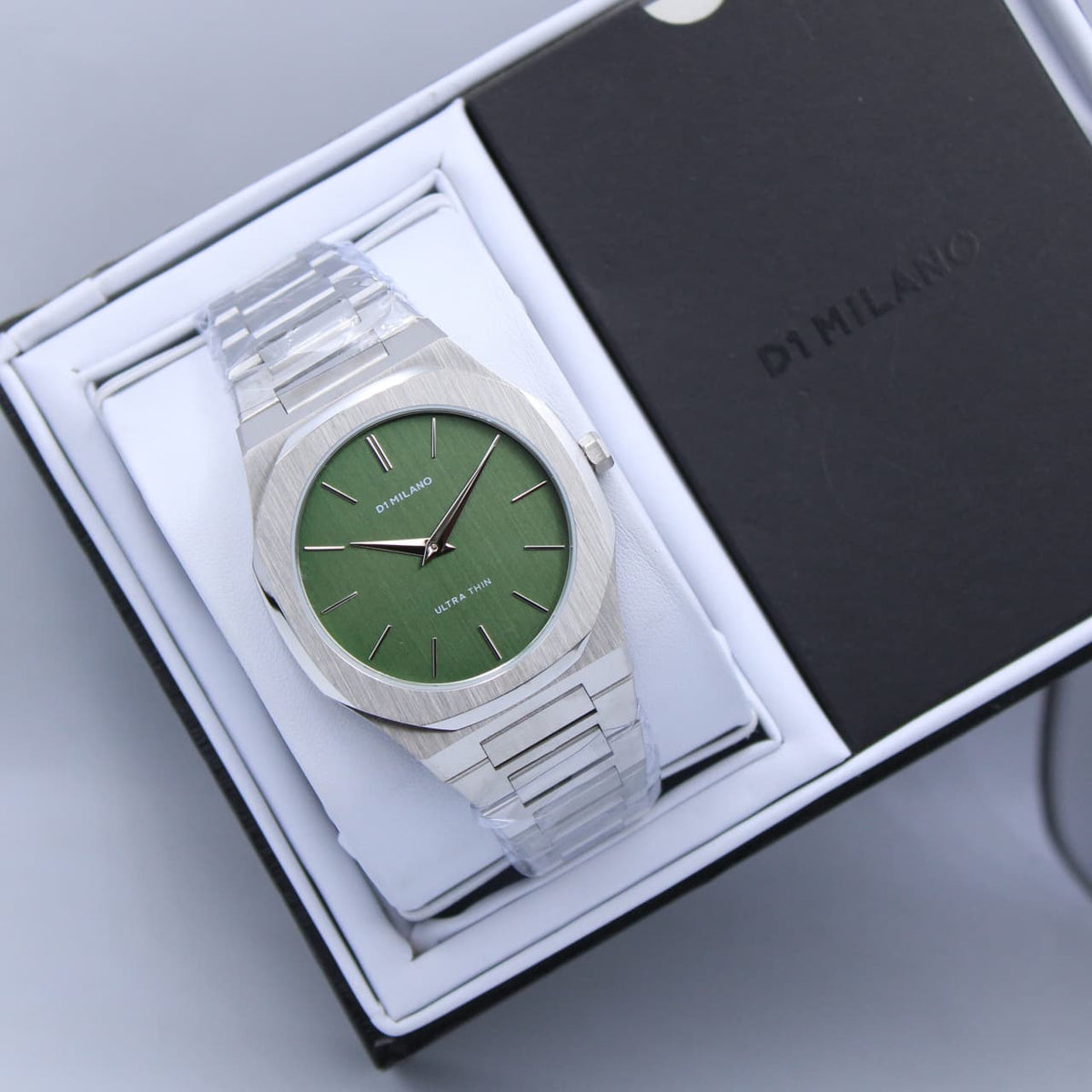 D1 Milano Watch Silver Olive Green Dial - 