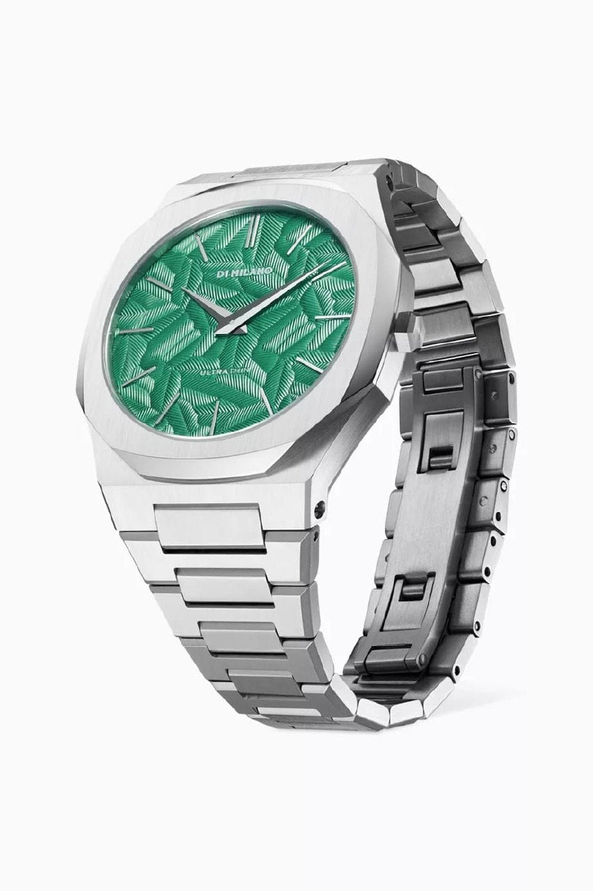 D1 Milano Watch Silver Green Textured Dial - 