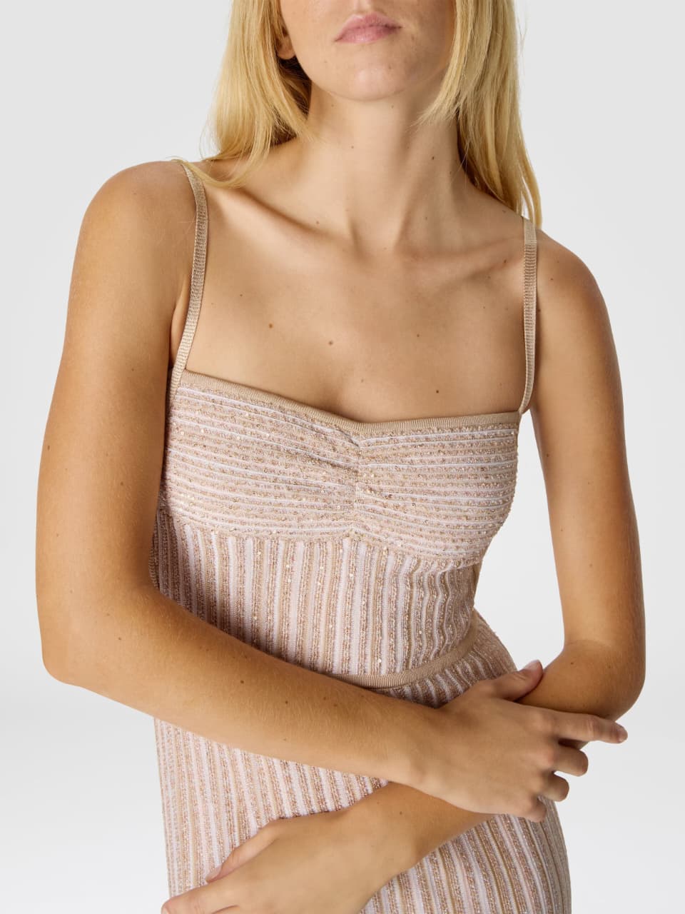 Missoni Striped Knit Dress - Beige