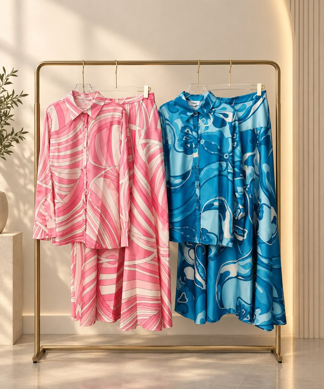 Emilio Pucci Swirl Print Set - Pink, Blue