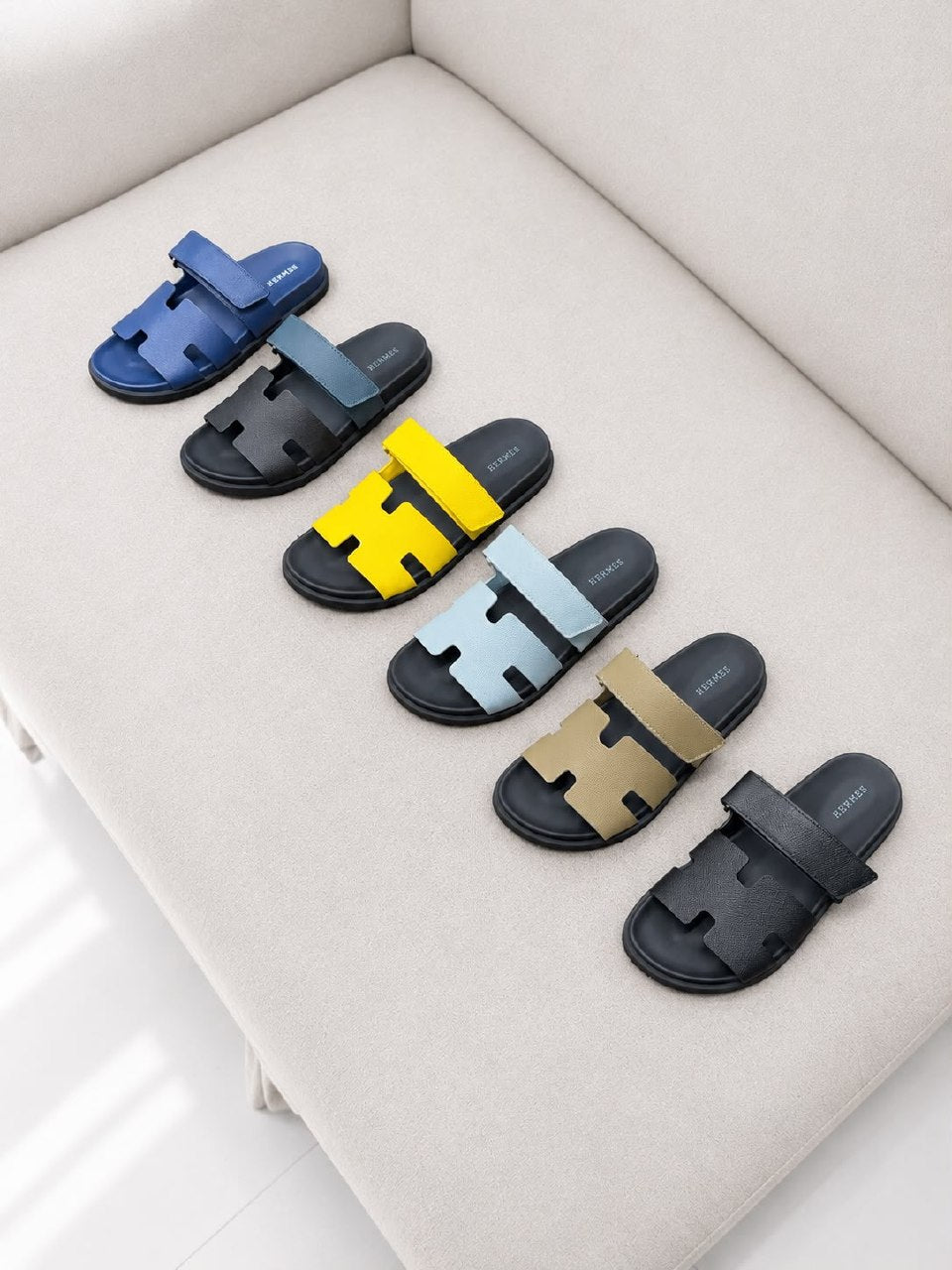 Hermès Slippers - Beige, Yellow, Black, Black & Blue, Light Blue, Blue